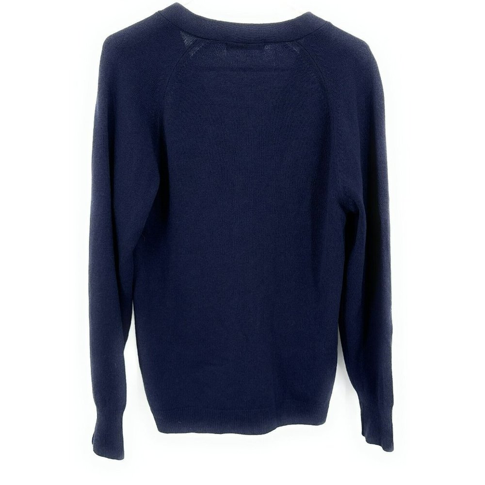 Marks & Spencer Blue‎ Cardigan Sweater Lambswool Mens S Flower Buttons - Picture 5 of 6